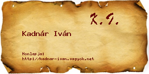 Kadnár Iván névjegykártya